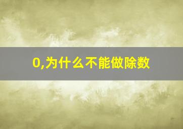 0,为什么不能做除数