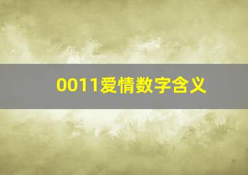 0011爱情数字含义