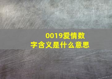 0019爱情数字含义是什么意思