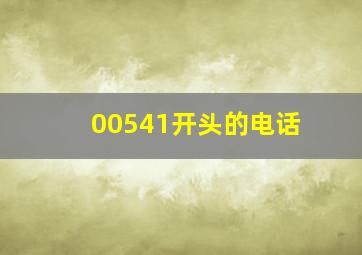 00541开头的电话