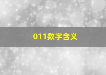 011数字含义