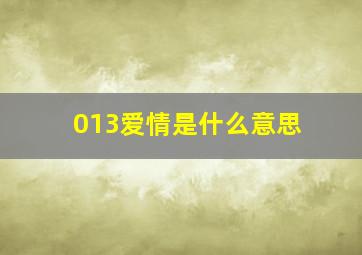 013爱情是什么意思