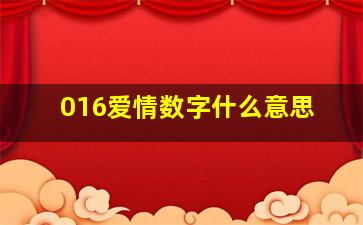 016爱情数字什么意思