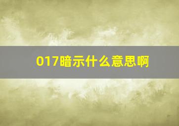 017暗示什么意思啊