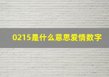 0215是什么意思爱情数字