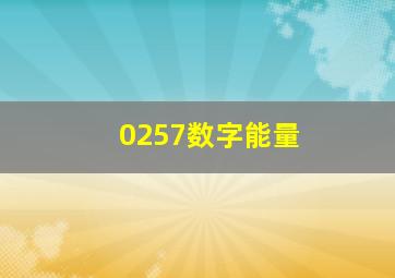 0257数字能量