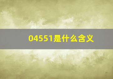 04551是什么含义