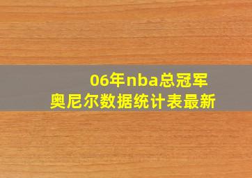 06年nba总冠军奥尼尔数据统计表最新