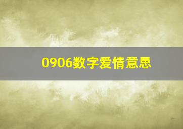 0906数字爱情意思