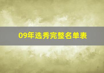 09年选秀完整名单表