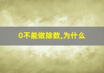 0不能做除数,为什么