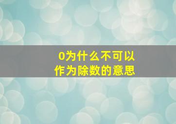 0为什么不可以作为除数的意思