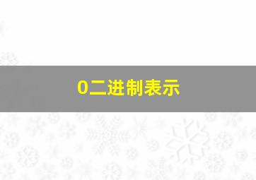 0二进制表示