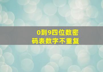 0到9四位数密码表数字不重复