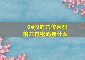 0到9的六位密码的六位密码是什么