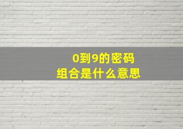 0到9的密码组合是什么意思