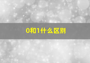 0和1什么区别