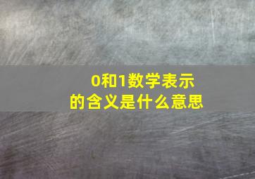 0和1数学表示的含义是什么意思