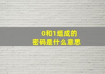 0和1组成的密码是什么意思