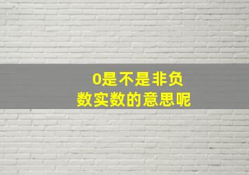 0是不是非负数实数的意思呢