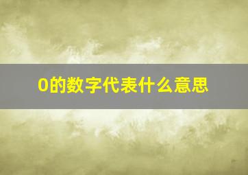 0的数字代表什么意思