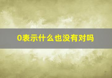 0表示什么也没有对吗