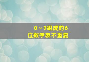 0～9组成的6位数字表不重复