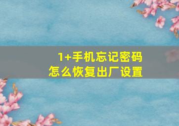 1+手机忘记密码怎么恢复出厂设置