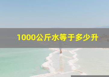 1000公斤水等于多少升