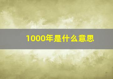 1000年是什么意思