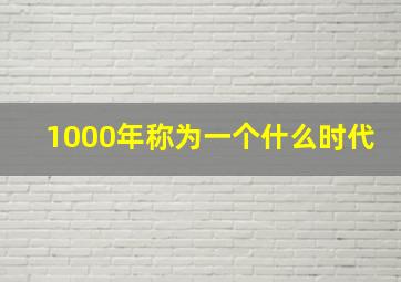 1000年称为一个什么时代