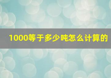 1000等于多少吨怎么计算的