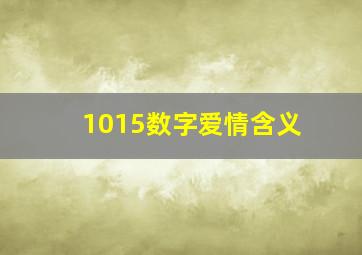 1015数字爱情含义