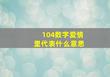 104数字爱情里代表什么意思