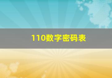 110数字密码表