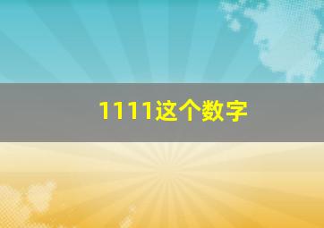 1111这个数字