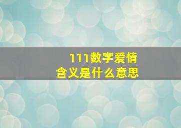 111数字爱情含义是什么意思