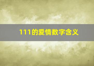 111的爱情数字含义