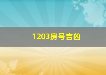 1203房号吉凶