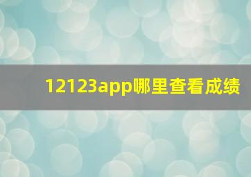 12123app哪里查看成绩