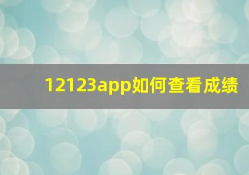 12123app如何查看成绩