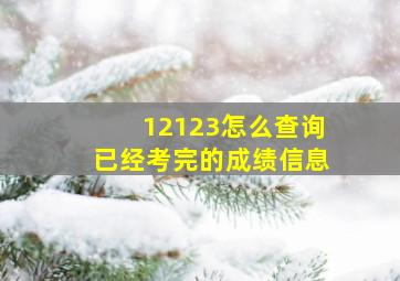 12123怎么查询已经考完的成绩信息