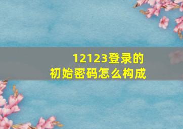 12123登录的初始密码怎么构成