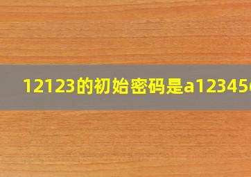 12123的初始密码是a123456吗