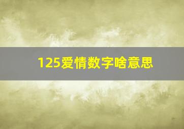 125爱情数字啥意思