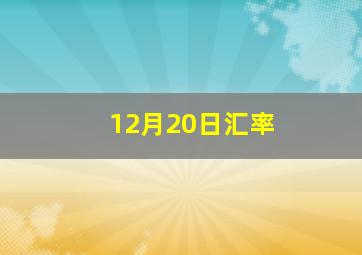 12月20日汇率