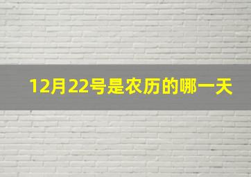 12月22号是农历的哪一天