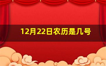 12月22日农历是几号