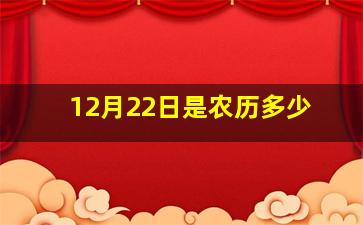 12月22日是农历多少