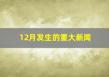 12月发生的重大新闻